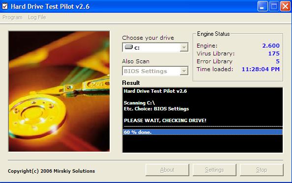 Hard Drive Test Pilot 2.5 software screenshot