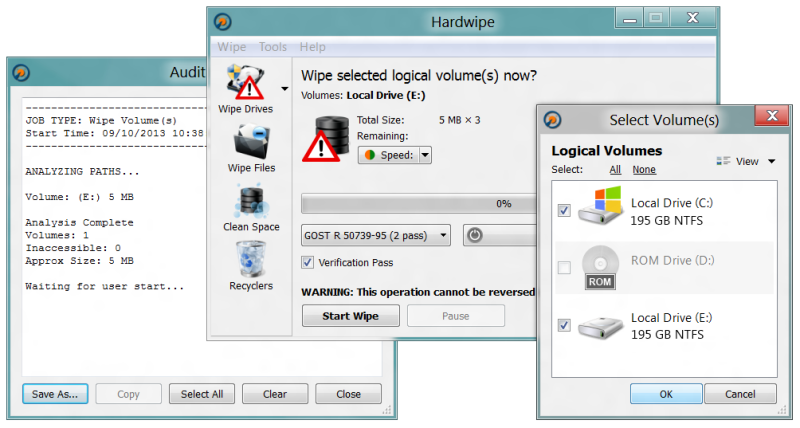 Hardwipe 5.2.1 software screenshot