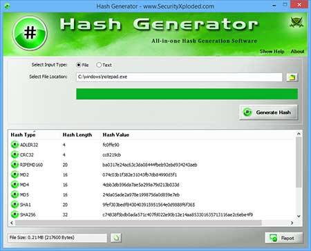 Hash Generator 4.0 software screenshot