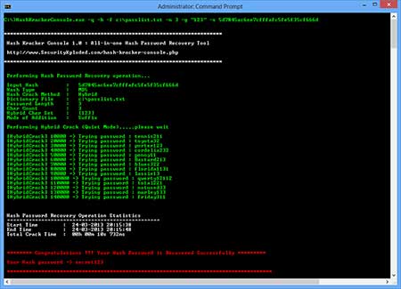 Hash Kracker Console 2.0 software screenshot