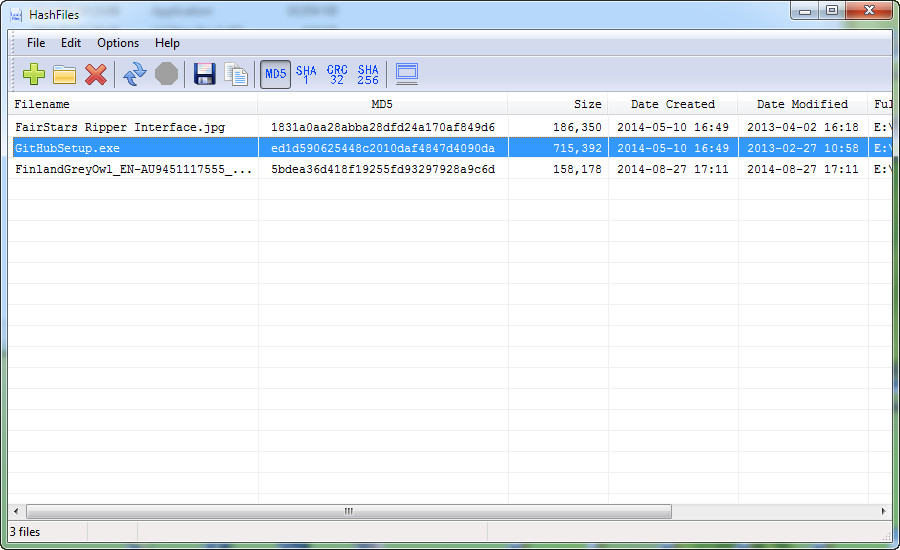 HashFiles 1.01 software screenshot