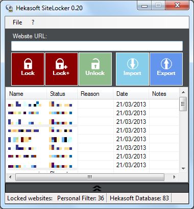 Hekasoft SiteLocker 0.20 software screenshot