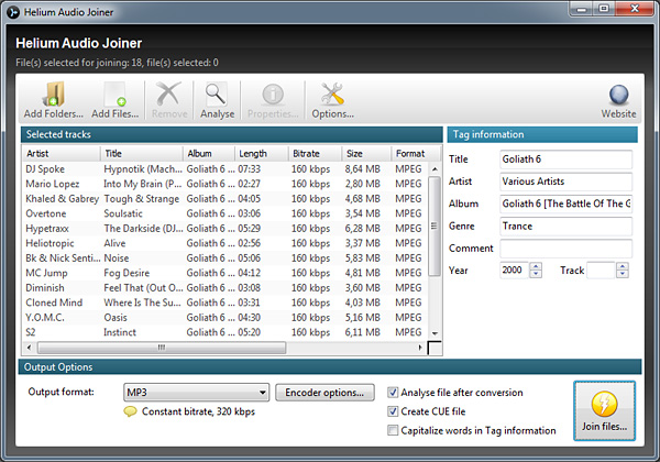 Helium Audio Joiner 1.9.0.331 software screenshot