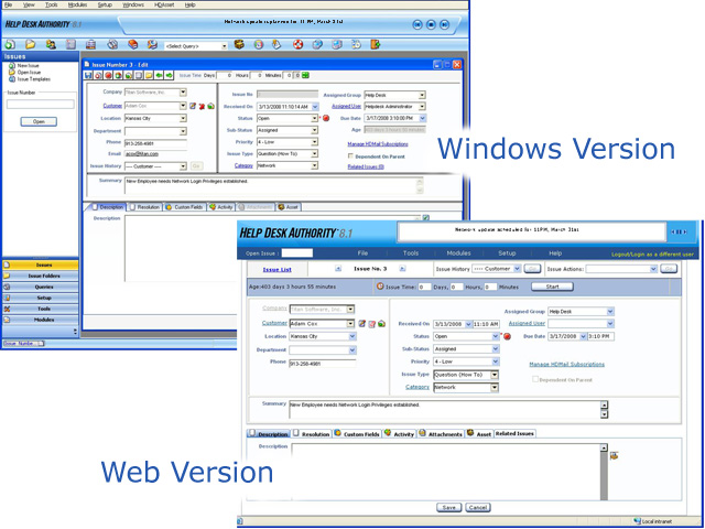 Help Desk Authority (formerly BridgeTrak) 8.1 Build 221 software screenshot