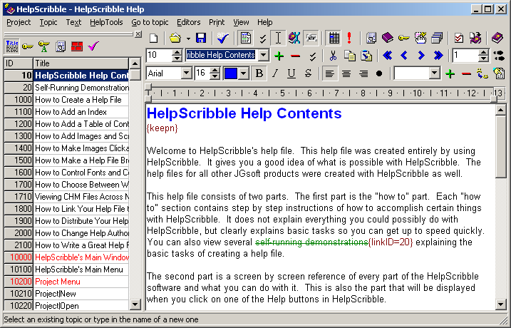 HelpScribble 8.1.0 software screenshot