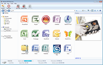 Hetman NTFS Recovery 2.1 software screenshot