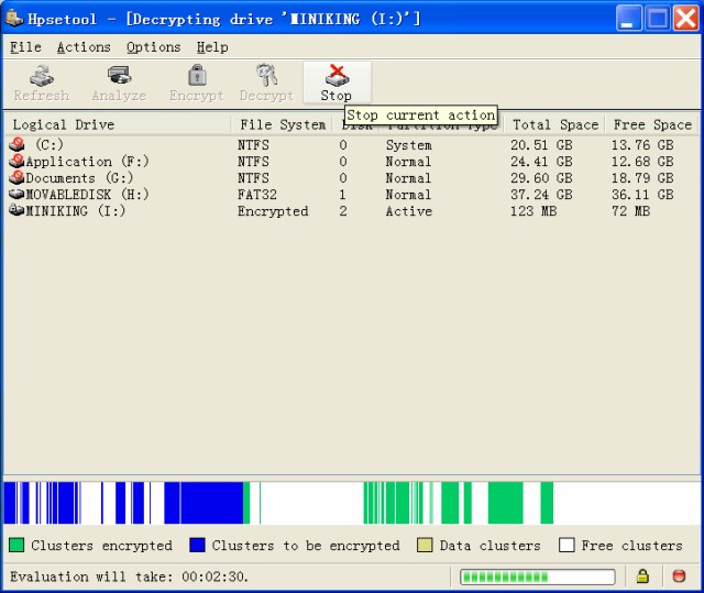 Hexprobe Disk Encryption Tool 3.02 software screenshot