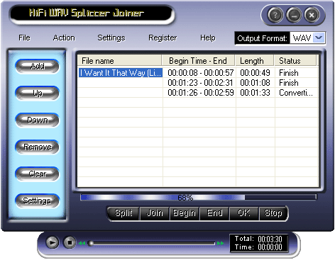 HiFi WAV Splitter Joiner 3.00.07 software screenshot