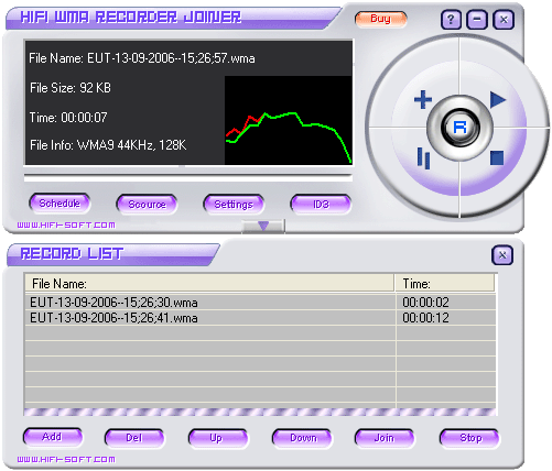 HiFi WMA Recorder Joiner 2.00.07 software screenshot