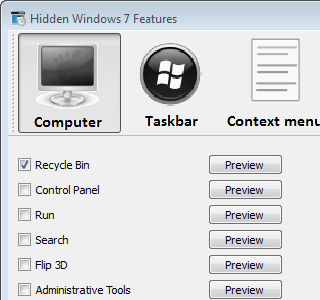 Hidden Windows 7 Features 1.0.0 software screenshot