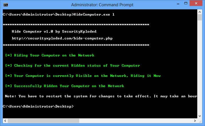 Hide Computer 1.0 software screenshot