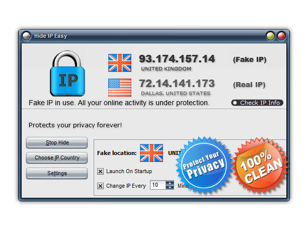 Hide IP Easy 5.0.7.2 software screenshot