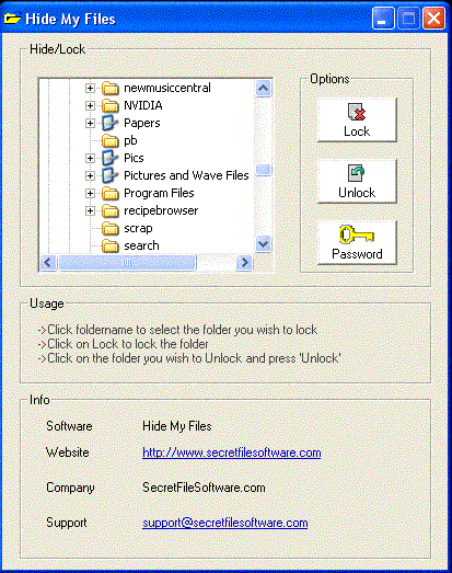 Hide My Files 1.0.44 software screenshot