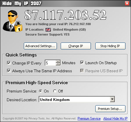 Hide My IP 6.0.518 software screenshot