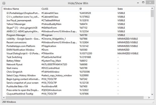Hide/Show Win 1.0.0.0 software screenshot
