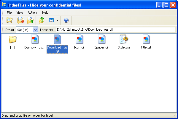 HidesFiles 2.0 software screenshot