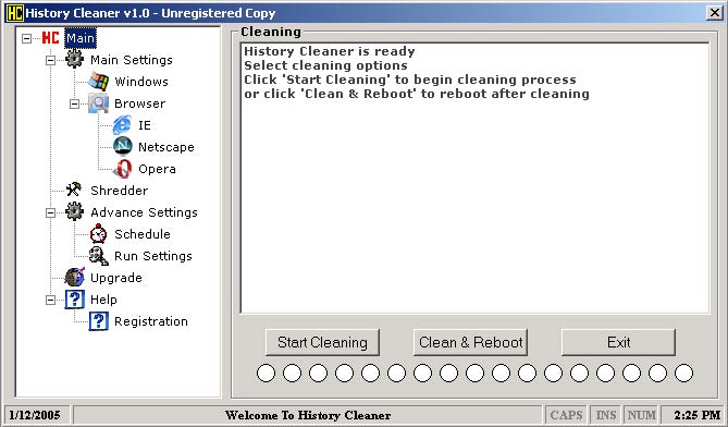 History Cleaner 1.0 software screenshot