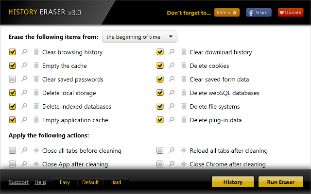 History Eraser for Chrome 3.9.7 software screenshot