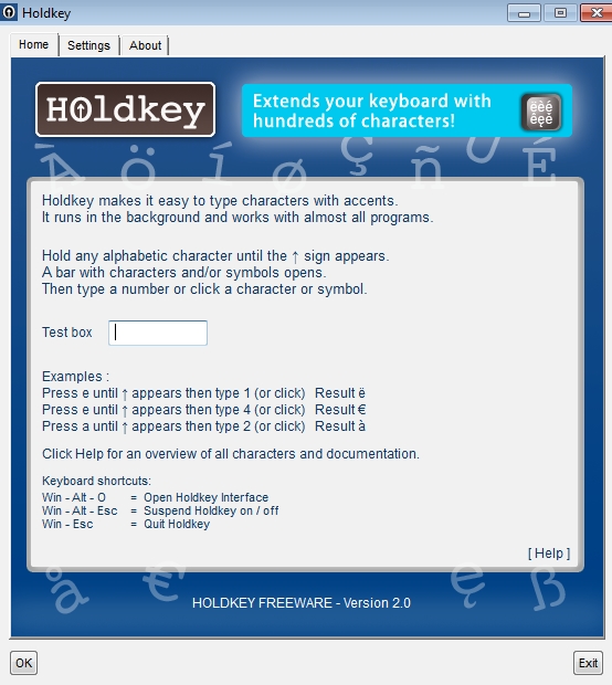 Holdkey 2.1 software screenshot