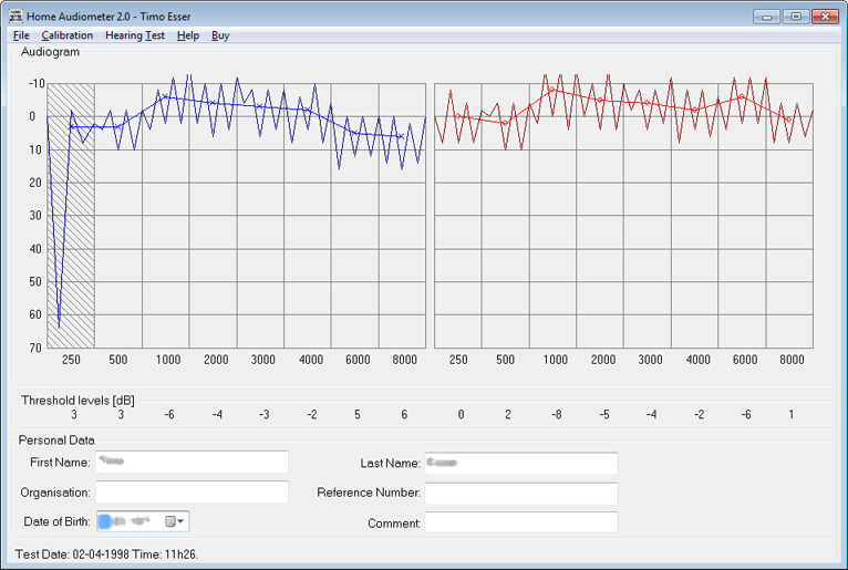 Home Audiometer 2.1 software screenshot