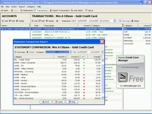 Home Credit Card Manager (Linux) 3.0.120602 software screenshot