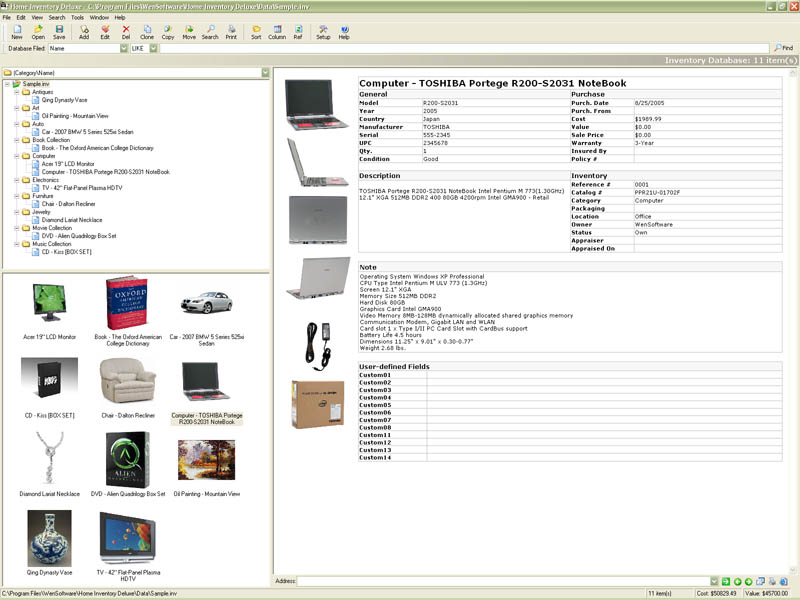 Home Inventory Deluxe 1.1.071 software screenshot