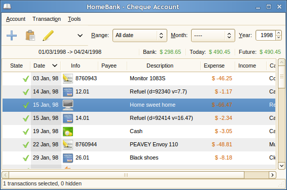 HomeBank 5.1.5 software screenshot