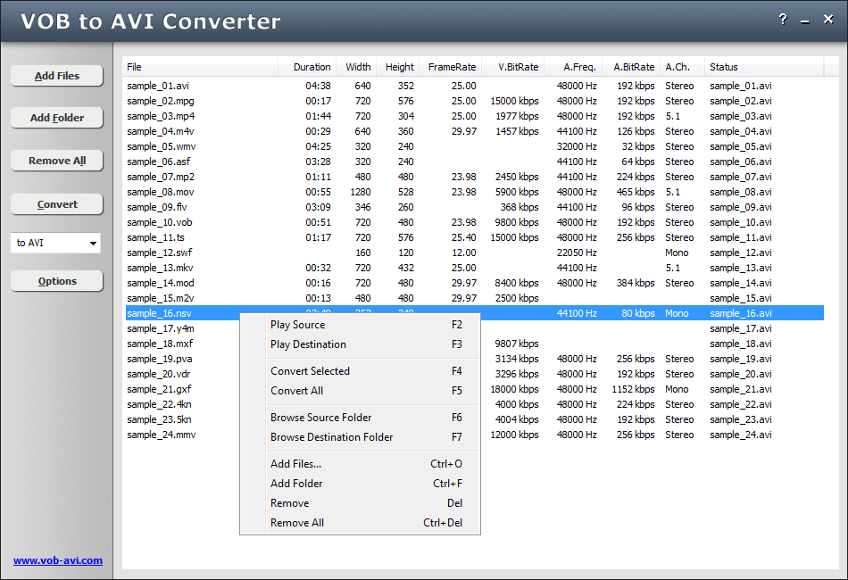 HooTech VOB to AVI Converter 4.3.1058 software screenshot