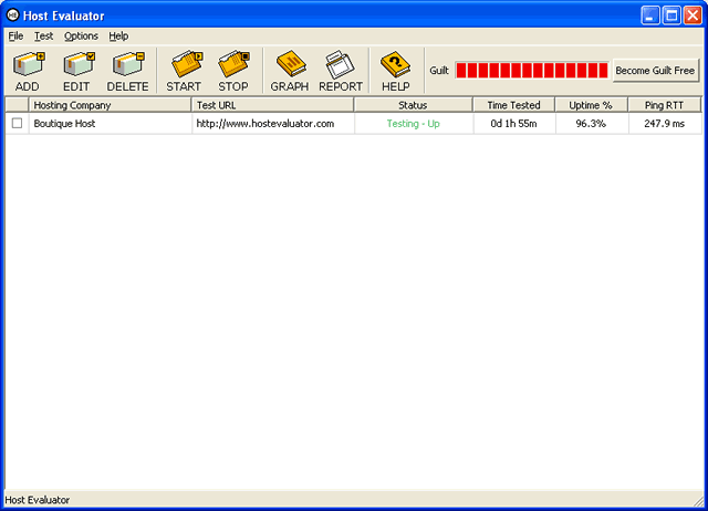 Host Evaluator 1.0 software screenshot