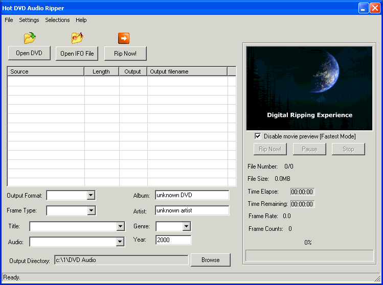 Hot DVD Audio Ripper 1.0 software screenshot