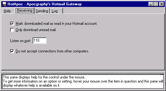 HotApoc - Hotmail Gateway 2.0.0 software screenshot