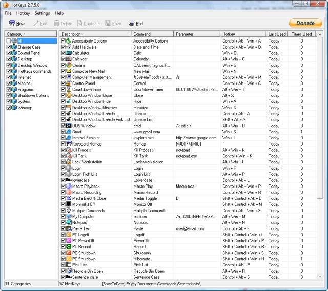 HotKeyz 2.8.3.0 software screenshot