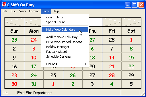HotShift Calendar 3.2.9 software screenshot