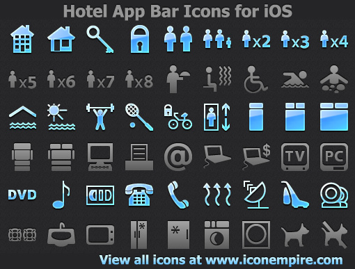 Hotel App Tab Bar Icons for iOS 3.1 software screenshot