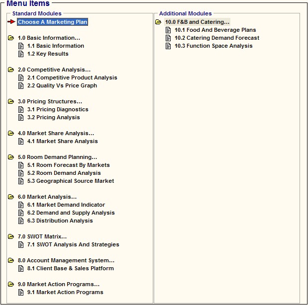 Hotel Marketing/ Revenue Plan Software System 2.0.1 software screenshot