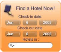 HotelSearch Yahoo! Widget 1.3 software screenshot