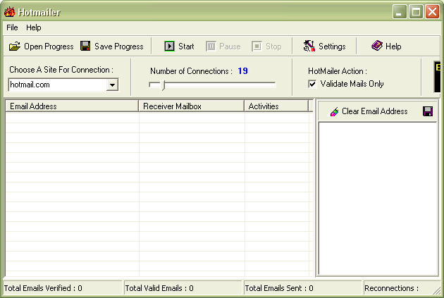 Hotmailer 3.11 software screenshot