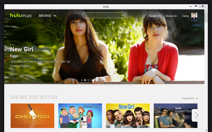 Hulu for Pokki 1.0 software screenshot