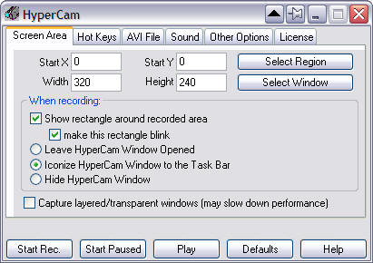 HyperCam Free 2.28.01 software screenshot