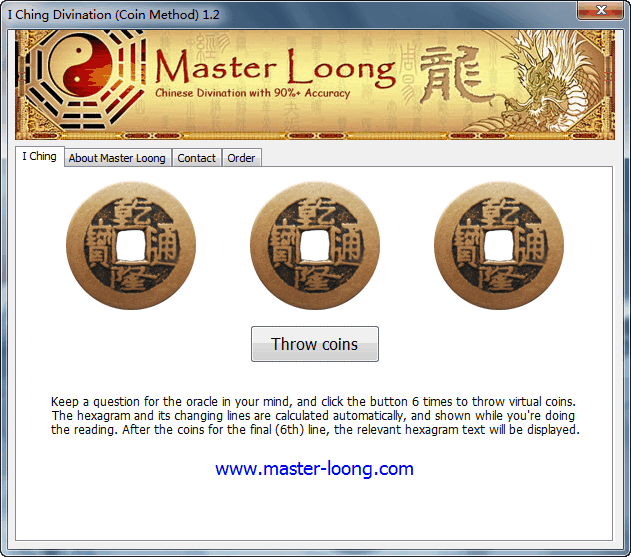 I Ching Divination (Coin Method) 1.2 software screenshot