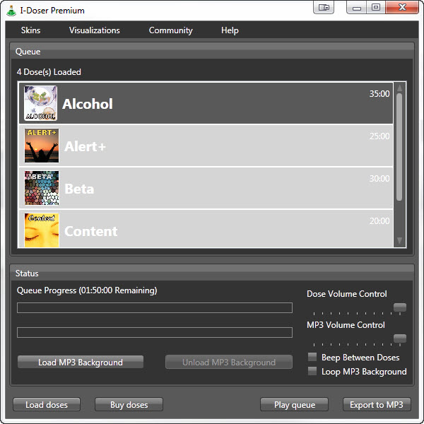 I-Doser 5.1.0.0 software screenshot