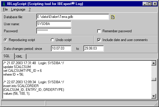 IBLogScript 1.1.3.0 software screenshot