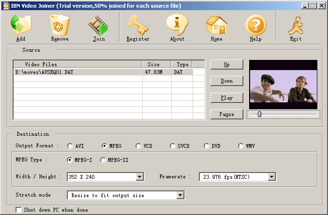 IBN Video Joiner 2.0.1 software screenshot