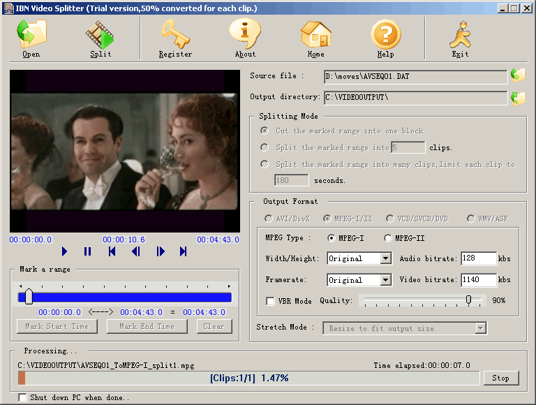 IBN Video Splitter 2.2.1 software screenshot