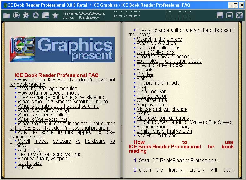 ICE Book Reader Professional 9.6 software screenshot