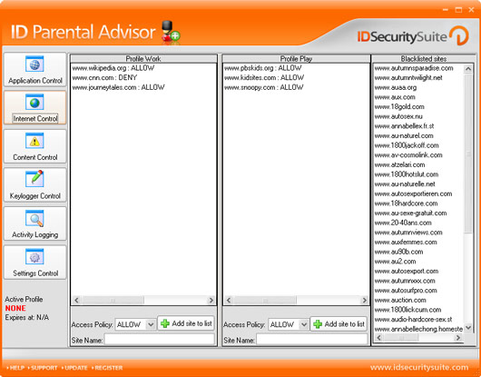 ID Parental Advisor 1.2 software screenshot