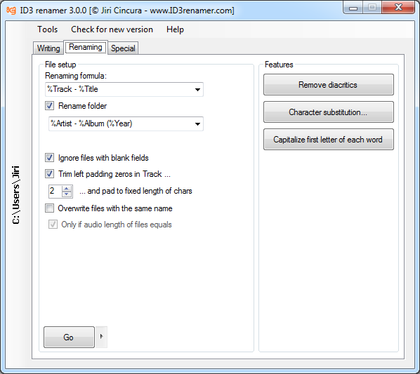 ID3 renamer 7.2.9 software screenshot