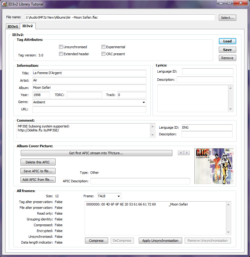 ID3v2 Library 2.0.35.85 software screenshot
