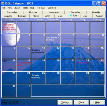 IDEAL Calendar 4.7 software screenshot