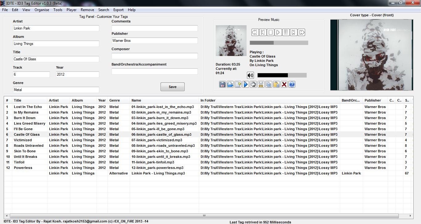 IDTE - ID3 Tag Editor 2.3 software screenshot